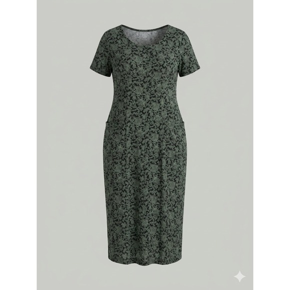 Santa Fe by Jim Tremblay Dresses & Skirts - Santa Fe Jim Tremblay Vintage 90s Green Cream Floral Rayon Midi Dress L Straight